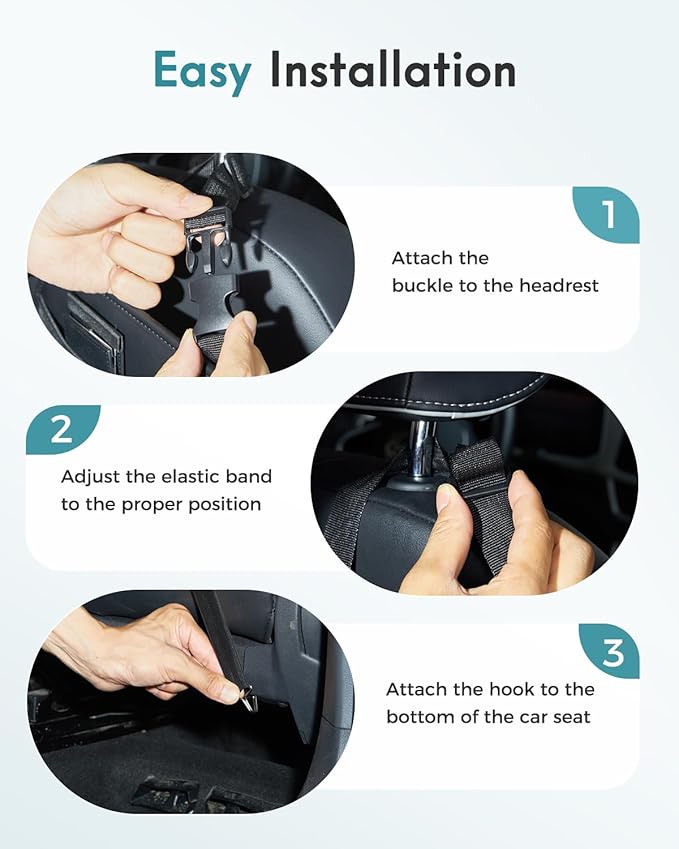 FLORICH PU-Coated Fabric Car Backseat Organizer, Durable Large capaity Seat Back Organizer and Storage with 6 Pocket, Kick Mats Back Seat Protector for Kids Universal Fit
