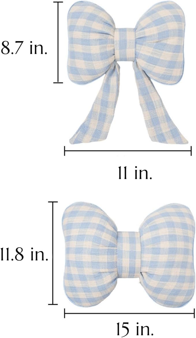 Car Accessories Plaid Bow Headrest Lumbar Pillow 4PCs Set Cotton Linen Elegant Soft Car Seat Cushions for Daily Commuting Trave (Black Plaid,4pcs)