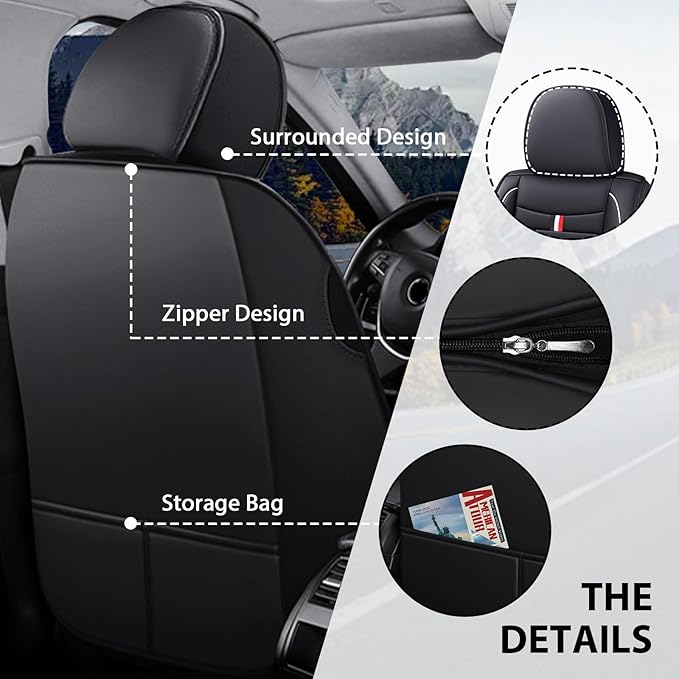 MVRVMV 8 Seat Covers for Honda Pilot 2010-2026, Waterproof Anti-Slip Car Seat Cover Compatible with Airbags (8 Seat Standard, Black-White