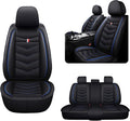 MVRVMV Seat Covers for Ford Ranger 2005-2026, Waterproof Leather Auto Seat Cover (5 Seat Standard,Black-Blue)